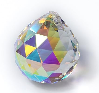 Kristall Glas Kugel 40mm mit Aurore Boreal (AB) Effekt Regenbogenfarben 30% PbO Bleikristall Feng Shui Sonnenfänger