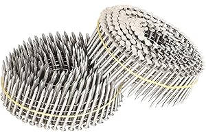 kimllier 3600 Count Coil Siding Nail Full Round Head Wire Collated Coil 15-Degree 1-1/2-Inch x .090-Inch Ring Shank 304 Stainless Steel
