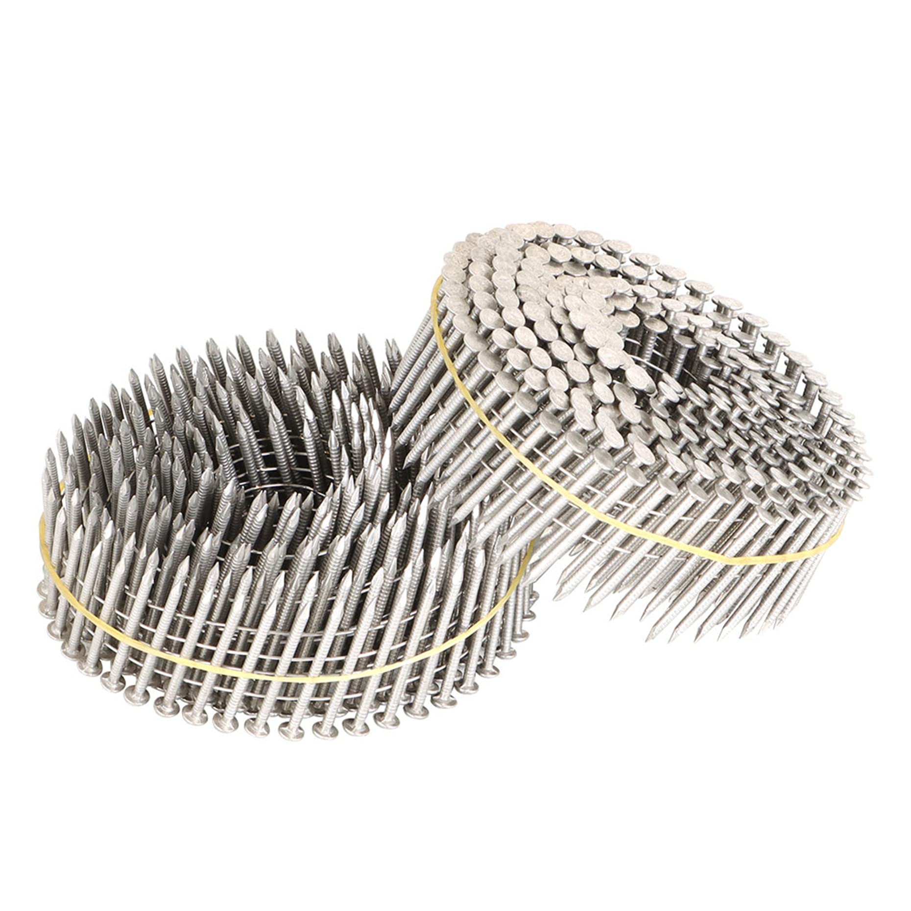 Photo 1 of kimllier 3600 Count Coil Siding Nail Full Round Head Wire Collated Coil 15-Degree 1-1/2-Inch x .090-Inch Ring Shank 304 Stainless Steel