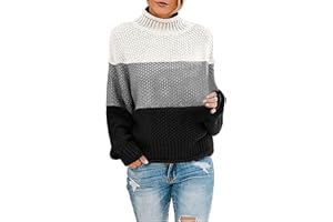 JEGULV Turtleneck Sweaters for Woman Dressy Casual Long Sleeve Cable Knit Pullover Tops Sweaters Loose Soft Jumper Sweaters