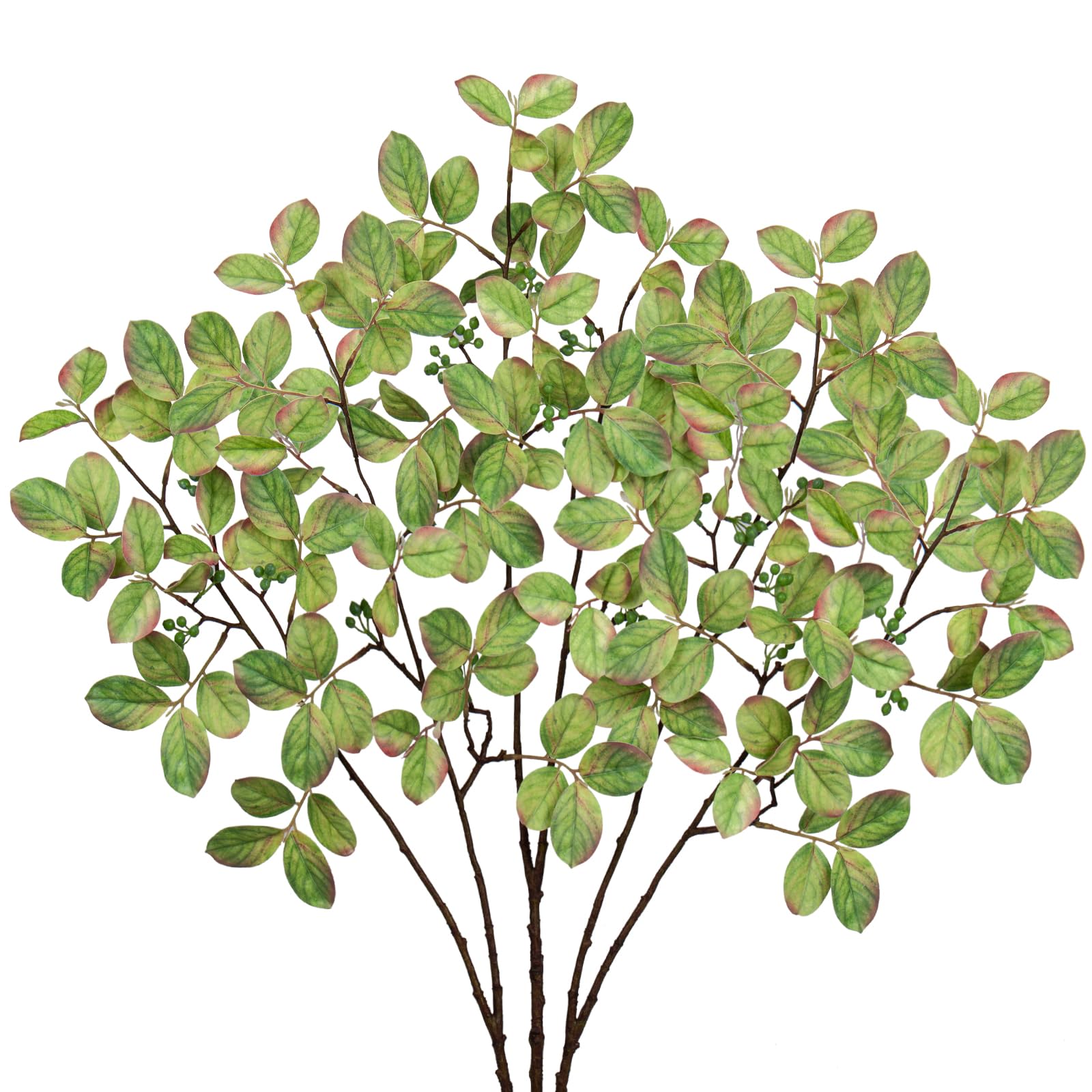 Arborus 3PCS Artificial Stems Leaves Branches 28.7" Artificial Plants Long Stem Lagerstroemia Real Touch Light Green Artificial Foliage for Vase Home Flower Arrangement Wedding Party Decoration Plant