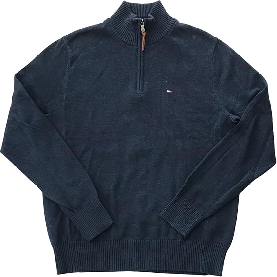 Amazon トミー ヒルフィガー Tommy Hilfiger メンズ ニット スウェット Flag刺繍 ハーフジップ ダークブルー L 並行輸入品 シャツ 通販