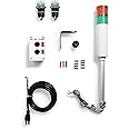 Signaworks LED 2 Light Steady & Flashing Andon Tower Light Kit - Parts Only, Assembly Required - 3 Position Switches for On/Off Operation -Stack Light…