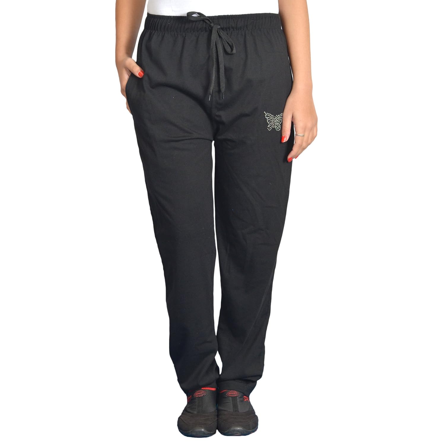 cupid women's cotton track pants (black)