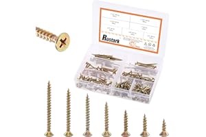 Rustark 280Pcs #6 1/2'' to 1-1/2'' 7 Sizes Zinc Plated Wood Screws Phillips Flat Head Chipboard Screws Assortment Kit for Drywall Sheetrock Woodwork