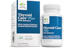 Terry Naturally Thyroid Care Plus - Supplement to Aid Thyroid - Dietary Supplement for Energy & Healthy Hair Support - Supplement with L-Tyrosine & Selenium - 120 Capsules