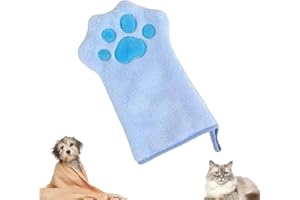 WIXGAOTK 1 Pack Paw Bathing Towel for Cats and Dogs, Soft Coral Fleece Quick Dry Lint Free Absorbent Pet Grooming Towel with 