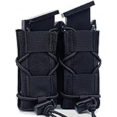 Double Pistol Magazine Pouch, Universal 9MM Mag Pouch, Molle Mag Pouch, Magazine Holster, Open-Top Handgun Ammo Holder for 9mm/.40 Calibers 45acp Response Compatible Molle Belts
