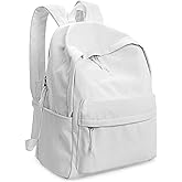 Zicac Diy Canvas Backpack Daypack Satchel Backpack (White, with Side Pocket)