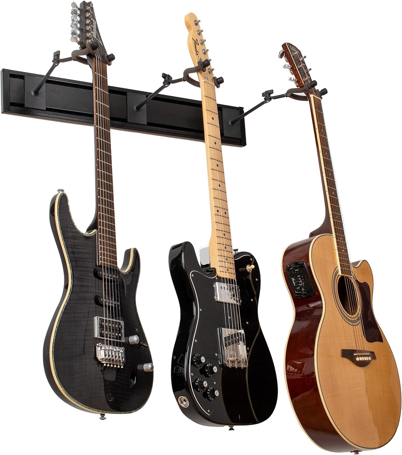 Guitar Lab Guitar Wall Mount - Guitar Rack for Multiple Guitars - 3 Adjustable Rubber Cradles - Guitar Wall Hangers for Electric, Bass, Acoustic - 3 Guitar Wall Rack