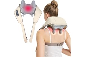 Jdfdexc 4D Deep Cordless Tissue Kneading Neck Massager with Heating Function, Shiatsu and Shoulder Massage Pillow,Back and Leg Pain Relief, Body Muscle Pain Relief, Gifts for Men Women