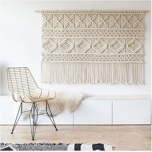 Yuaoo Hecho A Mano En Macrame Pared Colgante Tejido Arte De La
