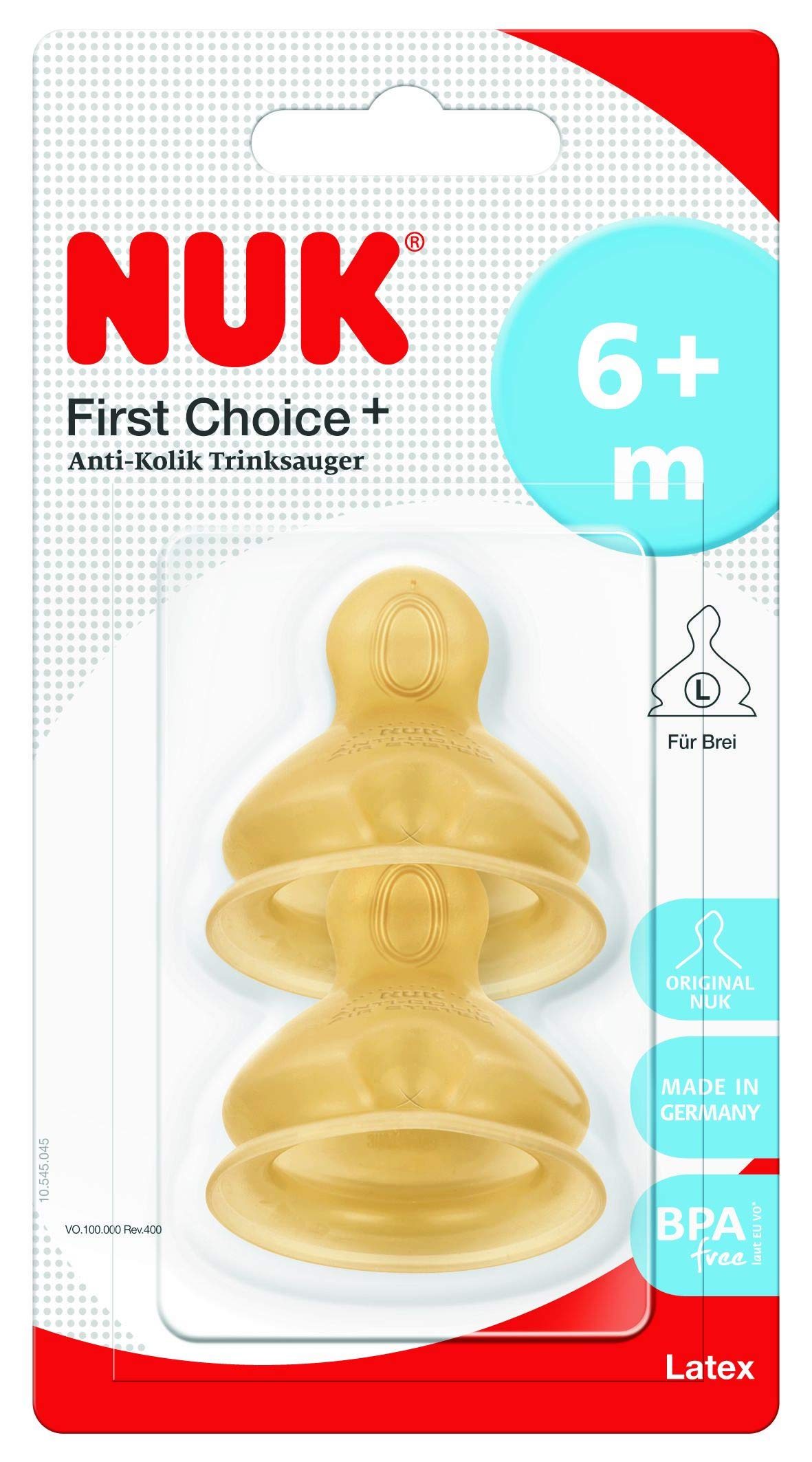 Nuk First Choice+ Silicone Teat 6-18 Months Fori Misura L Beige