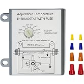 2027 Upgraded Attic Fans Adjustable Thermostat, Adjustable Temperature Dial | 120V Attic Fan Thermostat Control, Built in Fire Safety Shut Off for Power Attic Ventilators,Easy to Install, White