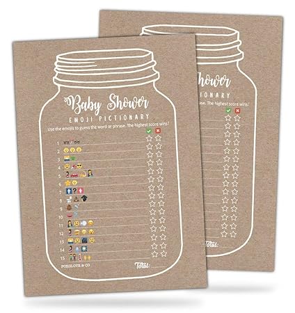 Amazon Com 30 Mason Jar Emoji Pictionary Baby Shower Games Cute