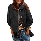 Sidefeel Women's Jean Jacket Oversized Boyfriend Button Up Long Sleeve Split Zimbaplatinum Denim Jackets
