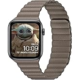INI Compatible with Apple Watch Band 49mm 45mm 44mm 42mm 41mm 40mm 38mm - Adjustable Leather Strap with Magnetic Closure System for iWatch Series 9 Ultra 2 Ultra/8/7/SE/6/5/4/3/2/1 - Coffee