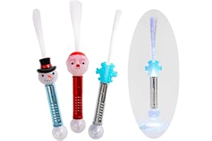 COOL THINGS CORP Cool Things Christmas Fiber Optic Wands, Light Up LED Holiday Toy (3 Pack, Snowman, Santa, Snowflake) – Christmas Party Favor, Stocking Stuffer, Secret Santa Gift for Kids & Adults