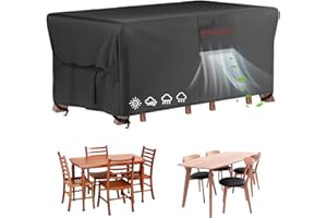Velway Patio Furniture Cover Waterproof - Heavy-Duty 500D Upgraded Tear-resistant Outdoor Table Chair Set Cover with Windproof Buckles&Large Air Vent Anti-UV Rectangle Furniture Covers 67"x37"x28"