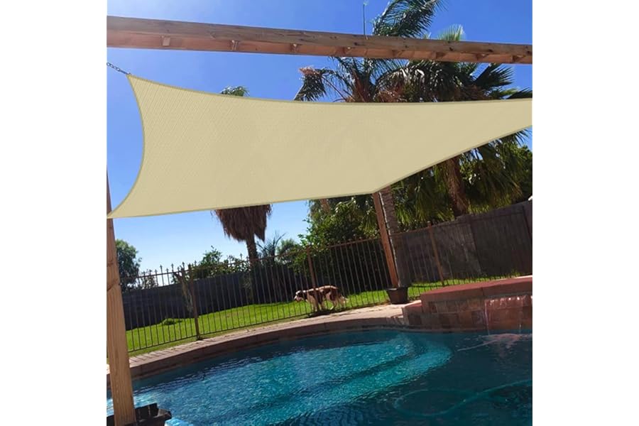 Windscreen4less 16' x 20' Sun Shade Sail Rectangle Outdoor Canopy Cover UV Block for Backyard Porch Pergola Deck Garden Patio (Beige)
