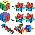 4 Pieces 2 in 1 Combo Cube Toy Magic Star Cube Transforming Infinity Geometric Puzzle Toys Cool Mini Shape Transforming Cube for Teens and Adults (Vivid Color)