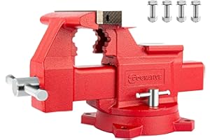 COGNATIVE 6.5" Heavy-Duty Bench Vise Ductile Iron Bench Vise 360° Swivel Bench Vice with Anvil, Red