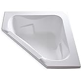 Carver Tubs - CT6060 - Acrylic Fiberglass Soaking Classic Corner Bathtub - White Triangle Two Person Acrylic bath tubs for ba