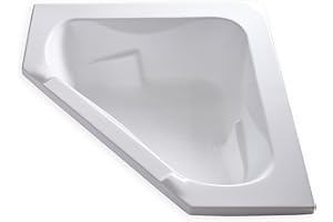 Carver Tubs - CT6060 - Acrylic Fiberglass Soaking Classic Corner Bathtub - White Triangle Two Person Acrylic bath tubs for bathroom w/Armrest - Deep Relaxing Soak - 60"L x 60"W x 19.5"H