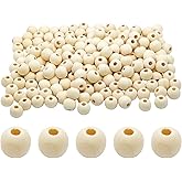AUXBC 200PCS 12mm Natural Unfinished Wood Beads Round Wooden Spacer Loose Beads for DIY Craft Jewelry Making Bracelet Necklace Decorations Projects