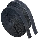 1in*11 Yard Black Sew On Hook Loop for Fabric, Non-Sicky Hook Loop Strips | Strong Grip Fasteners Replace Button Zipper, Interlocking Sewing Tape for Sewing Clothing Curtains Bags Shoes Crafts