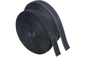 Nuroon 1in*11 Yard Sew On Hook and Loop Tape, Non-Adhesive Hook Loop Strips Roll, Strong Grip Fasteners Replace Button Zipper, Interlocking Tape for Sewing Clothing Curtains Bags Shoes Crafts, Black