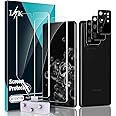 [2+3 Pack] LϟK Designed for Samsung Galaxy S20 Ultra 5G 6.9 inch 2 Pack Flexible TPU Screen Protector + 3 Pack Black Camera Lens Protector,Case Friendly, Locate Tool Precise Alignment - Gray