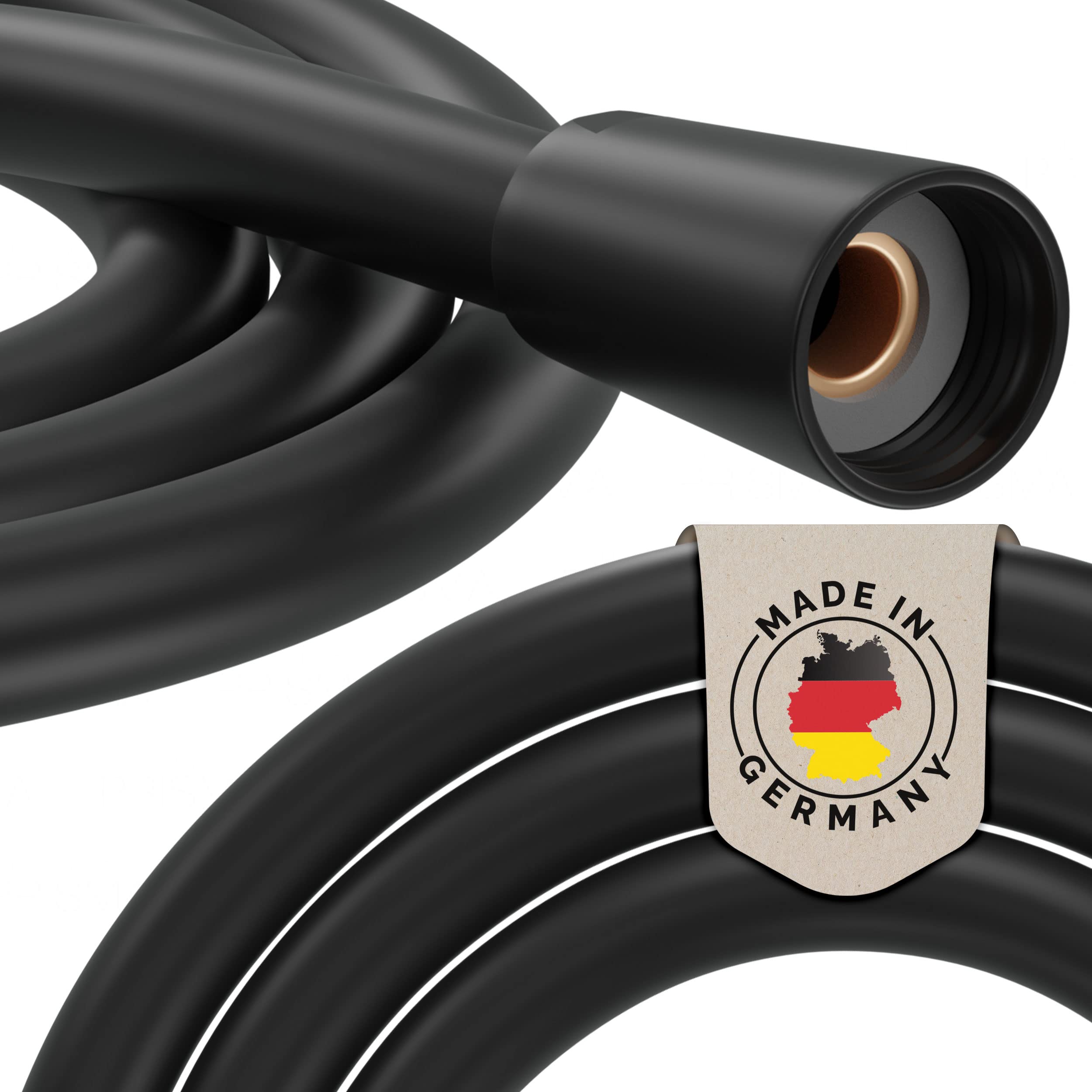 Prisma Black 200 cm Shower Hose with Double Anti-Twist, Made in Germany, Flexible, Kink Protection, Swivel, High Water Pressure
