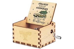 ARSEMICA National Lampoon's Christmas Vacation Merchandise Gifts, Funny Christmas Wooden Musical Box, Laser Engraved Hand Crank Music Box Gift, Christmas Vacation Movie Decorations, Cute Xmas Stocking Stuffer