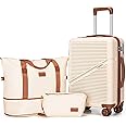 Cosbarn Carry On Luggage Set 22x14x9 Airline Approved, 3 Piece 20 Inch Lightweight ABS Hardside Suitcases with Wheels and TSA Lock, Durable Waterproof Travel Suitcase for Men Women
