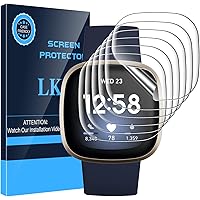 LK [6 Pack] Screen Protector for Fitbit Versa 3/Fitbit Sense - Max Coverage, Bubble Free, Anti-Scratch, Flexible TPU…