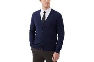 Kallspin Men's Cardigan Sweaters Wool Blend V Neck Button Down Sweaters with Pockets