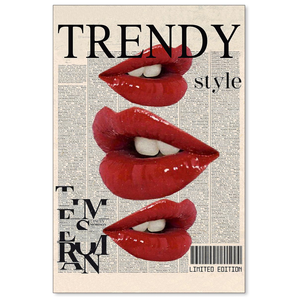 jkahh Trendy Y2k Newspaper Wall Art Vintage Red