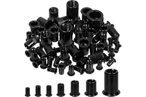 Glarks 30Pcs 1/2”-13UNC Rivet Nuts Kit Black Zinc Plated Carbon Steel Flat Head Rivnut Threaded Insert Rivet Nuts Assortment 