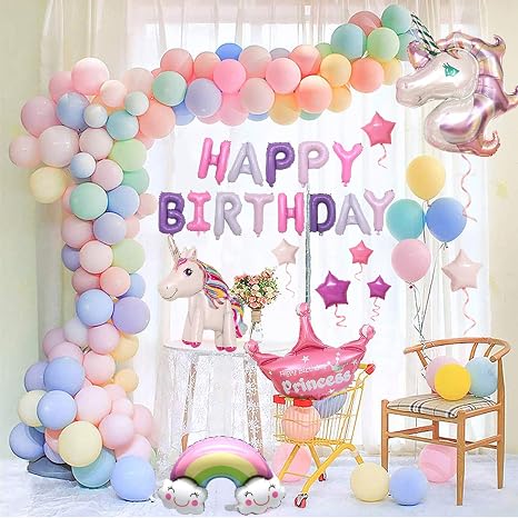 Amazon 風船 誕生日 飾り付け 3d ユニコーン パーティー風船 セット