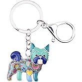 BONSNY Enamel Alloy Yorkie Yorkshire Dog Key Chains For Women Car Purse Handbag Charms Jewelry