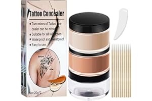 CENNYO Tattoo Cover Up,2 Colors Makeup Waterproof, Invisible Skin Concealer Set, Long Lasting Suitable for Dark Spots, Scars,Vitiligo