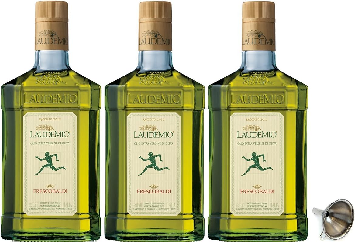 Frescobaldi Laudemio Extra Virgin Olive Oil 16.9 fl oz, 3 Pack With Mini Funnel