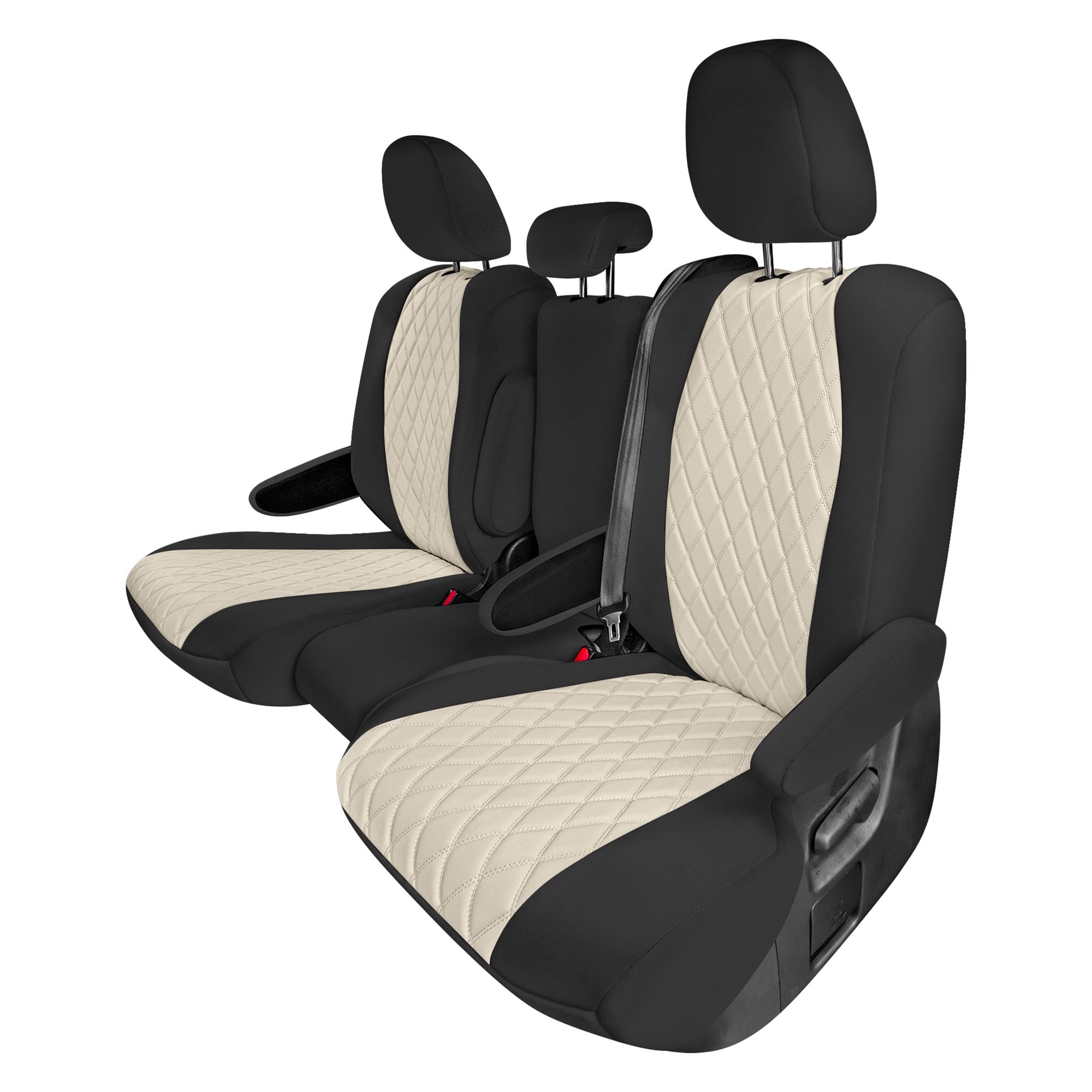 FH Group Custom Fit Car Seat Covers Specifically Made for Toyota Sienna 2011-2020, Car Seat Cover 2nd Row Set, 8 Seater Automotive Seat Covers in Beige Neoprene, Waterproof and Washable Seat Covers