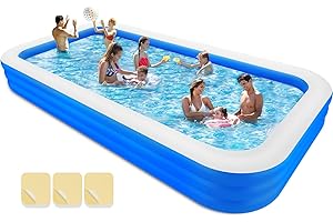 ZEUSFIRE Large Inflatable Swimming Pool, 145" X 74" X 22" Extra Large Blow-Up Kiddie Pool with Repair Patch, Family Swimming Pool for Backyard, Summer Water Party, Indoor Outdoor