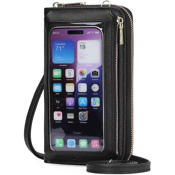SHOMICO Small Crossbody Bag For Women - Faux Leather Phone Purse With Clear Touch Window & Charging Port, Adjustable Pink Strap - View #12