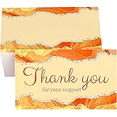 RXBC2011 Thank you for your support cards marble business packaging customer appreciation notes 3.5x2 inches pack of 100 yellow