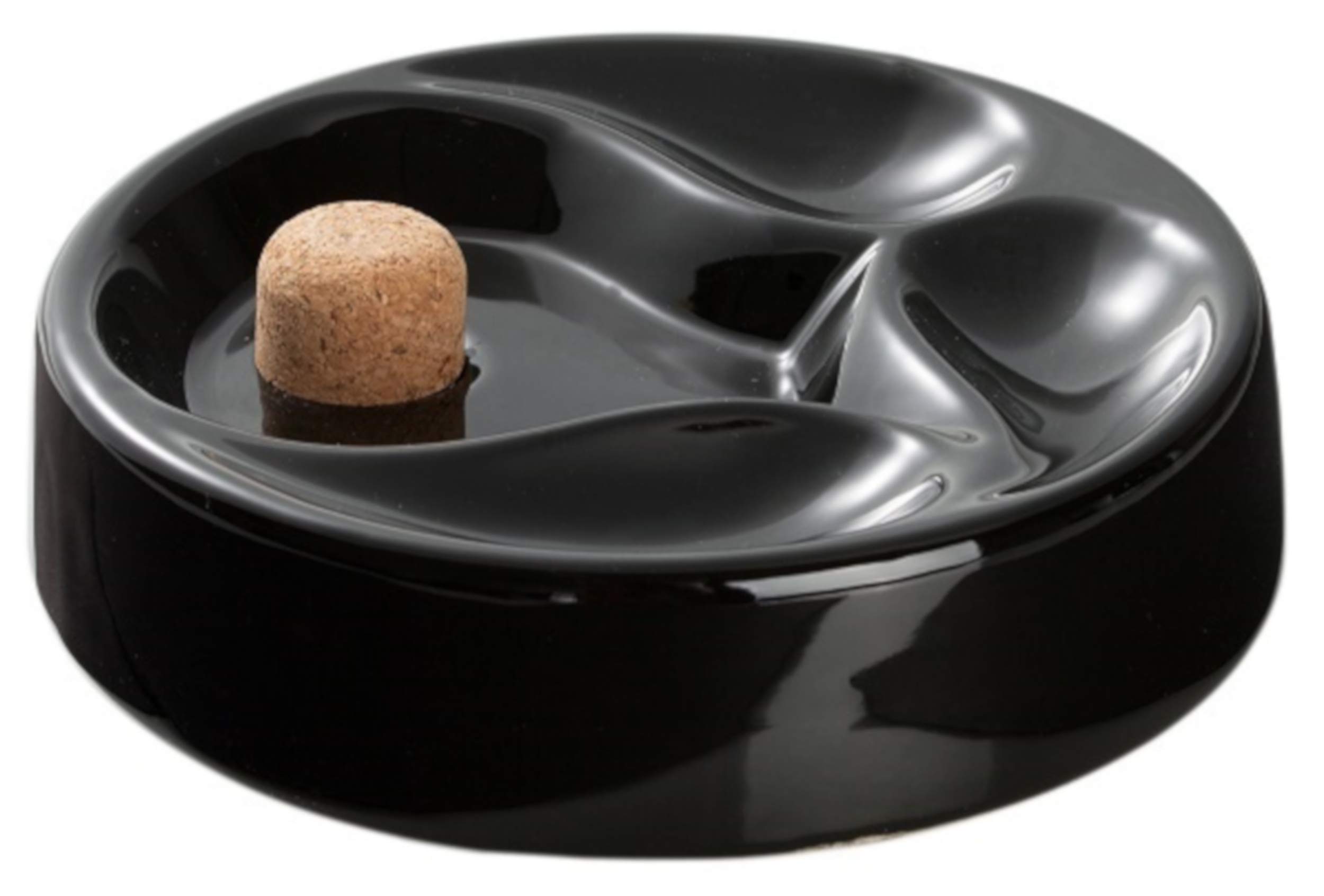 Pipe ashtray with knocker and 2 pipe trays in black, ceramic II