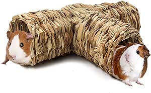 BWOGUE Hamster Grass Tunnel Toy Nature's Hideaway Guinea Pig Tunnels and Tubes Toys for Rats,Syrian Hamster,Ferrets,Guinea Pig,Chinchilla Hedgehog and Bunny