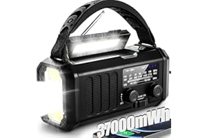 QAUYYW Hand Crank Emergency Radio,37000mWh Solar Powered Portable NOAA AM FM Weather Radio with 3Mode Flashlight and Reading Light,Cell Phone Charger,Home and Emergency Distress Signal (Black)